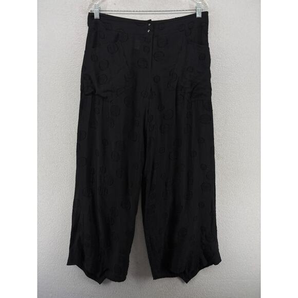 BABETTE Pants S Polka Dot Jacquard Filcoupe Wide Leg Palazzo Black USA VTG - Picture 1 of 16